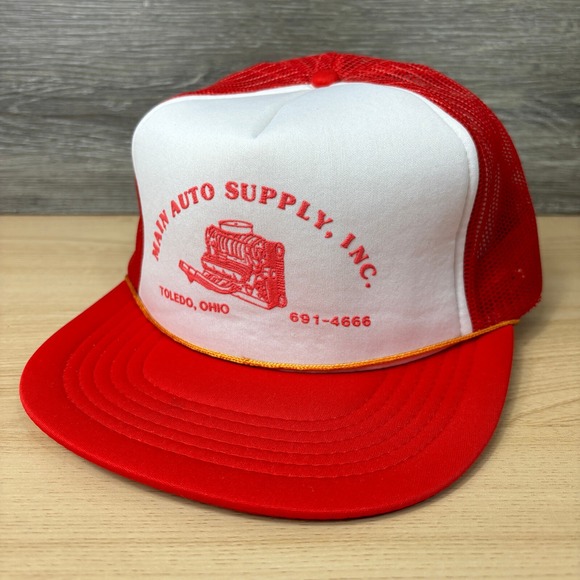 Vintage Main Auto Supply Hat Cap Snapback Red Trucker Toledo Ohio - Picture 3 of 11